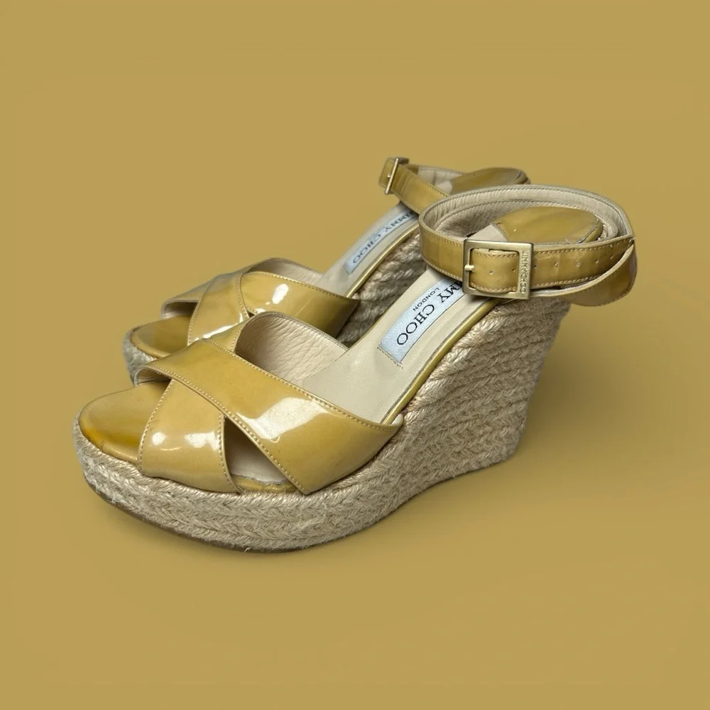Jimmy Choo Mustard Wedge Sandals - Picture 9 of 9